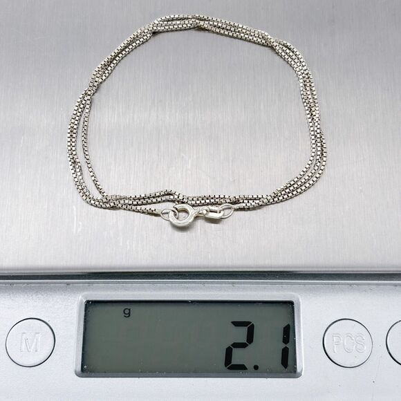 Vintage Italy Su Sterling Silver 925 1.0mm Box Chain Necklace 18" - Picture 2 of 3